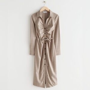 NWT & Other Stories Beige Plaid Midi Dress Sz 12